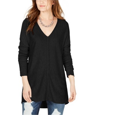 I.N.C International Concepts Womens V-Neck Sweater Tunic Blouse, Black, Medium