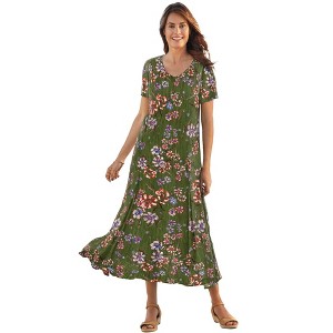 Woman Within Plus Size Short-Sleeve Crinkle Dress - 1 of 4