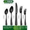 Itopfox 20-Piece Black Stainless Steel Flatware Set for 4, Includes Knives, Forks, Spoons, Mirror Polished, Dishwasher Safe, Food Grade Cutlery Set - 2 of 4