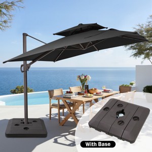 Crestlive Products 9'X11' Double Top Cantilever Umbrella Outdoor 360° Rotation 6 Heights Adjustable Offset Umbrella with Metal Pole and Base - 1 of 4