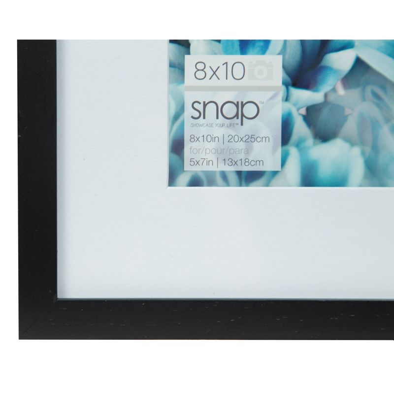 SNAP 8&#34;x10&#34; Black Tabletop and Wall Picture Frame with 5&#34;x7&#34; Single White Mat Opening, 3 of 5