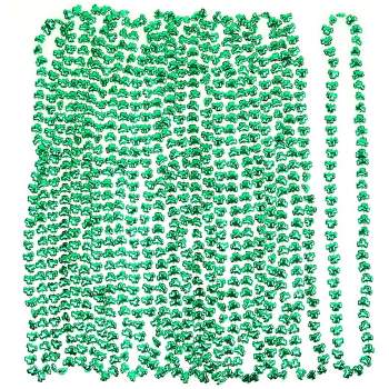Skeleteen Shamrock Beaded Necklaces - Green - 12 Pack