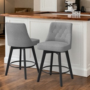 Huxxion Bar Stools Set of 2, Counter Height Swivel Bar Stools with High Back, 22" Seat Height for Kitchen Island & Home (Black) - 1 of 4