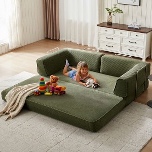 Foldable Sofa Bed, Compressed Sleeper Couch Shipped in a Box, Plush Corduroy, Space-Saving Design for Living Room. - 1 of 4