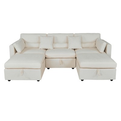 Modern Minimalist Cream Two-Seater Sofa