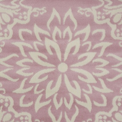 Ivory and Pink Floral Synthetic 8' x 10' Rectangular Rug