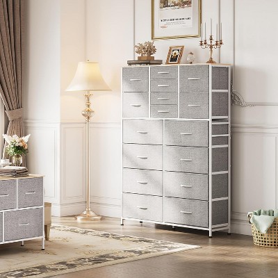 GALAXHERO 16-Drawer Tall Fabric Dresser Storage Tower with Steel Frame, Chest of Drawers Organizer Unit