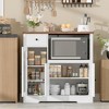 Microwave Cabinet with Storage - Buffet Cabinet Sideboard with 3 Doors, 1 Drawer, Adjustable Shelves, for Kitchen, Dining Room, Living Room, Hallway - 3 of 4