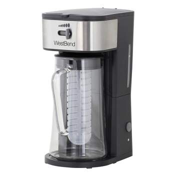  VETTA 2.5 Qt. Iced Tea Maker with Adjustable Strength Selector  for Tea and Iced Coffee Brewing, Works with Loose Leaf, Bagged Tea or  Coffee Grounds, Removeable Brew Basket, Reusable Filter, Black (