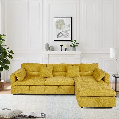 MyDepot Modern Sectional Sofa with Storage Function and 2 Pillows