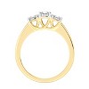 GILDED 3-Stone Lab Grown Diamond Gold Plated Sterling Silver or Sterling Silver Anniversary Ring - 3 of 4