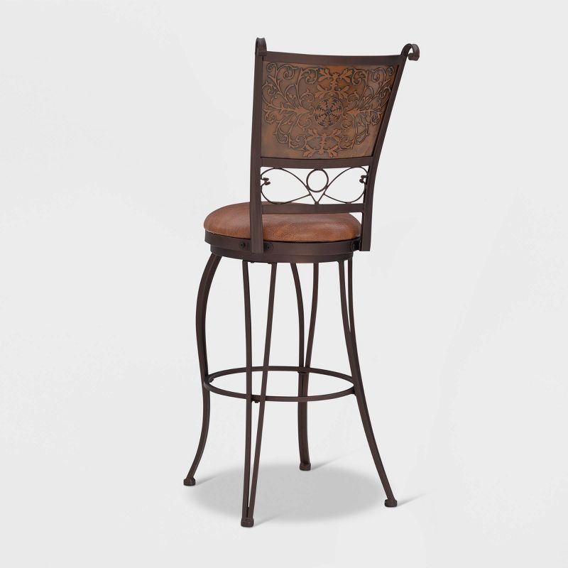 30&#34; Jacob Faux Leather Copper Stamped Swivel Seat Barstool - Powell Company, 6 of 11