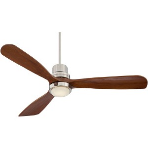 52" Casa Vieja Delta-Wing DC Rustic Farmhouse 3 Blade Indoor Ceiling Fan LED Light Remote Control Brushed Nickel Walnut Wood for Living Room Kitchen - 1 of 4