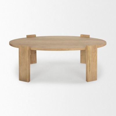 HomeRoots 48" Natural Solid Wood Oval Coffee Table