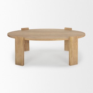HomeRoots 48" Natural Solid Wood Oval Coffee Table - 1 of 4