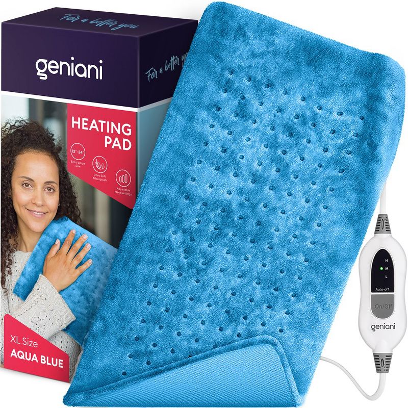 Geniani XL Heating Pad for Back Pain & Cramps Relief - Heat Pad for Neck, Shoulders, and Muscle Pain with Auto Shut off (12"×24"), 1 of 8