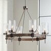 Minka Lavery Nickel Gray Wagon Wheel Chandelier 28" Wide Farmhouse Seeded Glass Shade 6-Light Fixture for Dining Room House Foyer - 2 of 3
