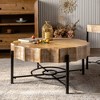31.5 "Vintage Patchwork Lace Shape Coffee Table with Natural Pine Grain Table Top (Set of 2) - 4 of 4