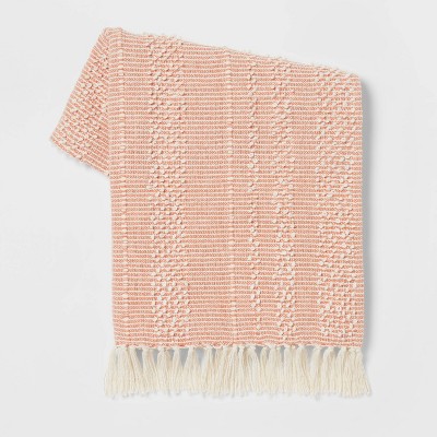 Textural Woven Striped Throw Blanket Light Orange/Ivory - Threshold™