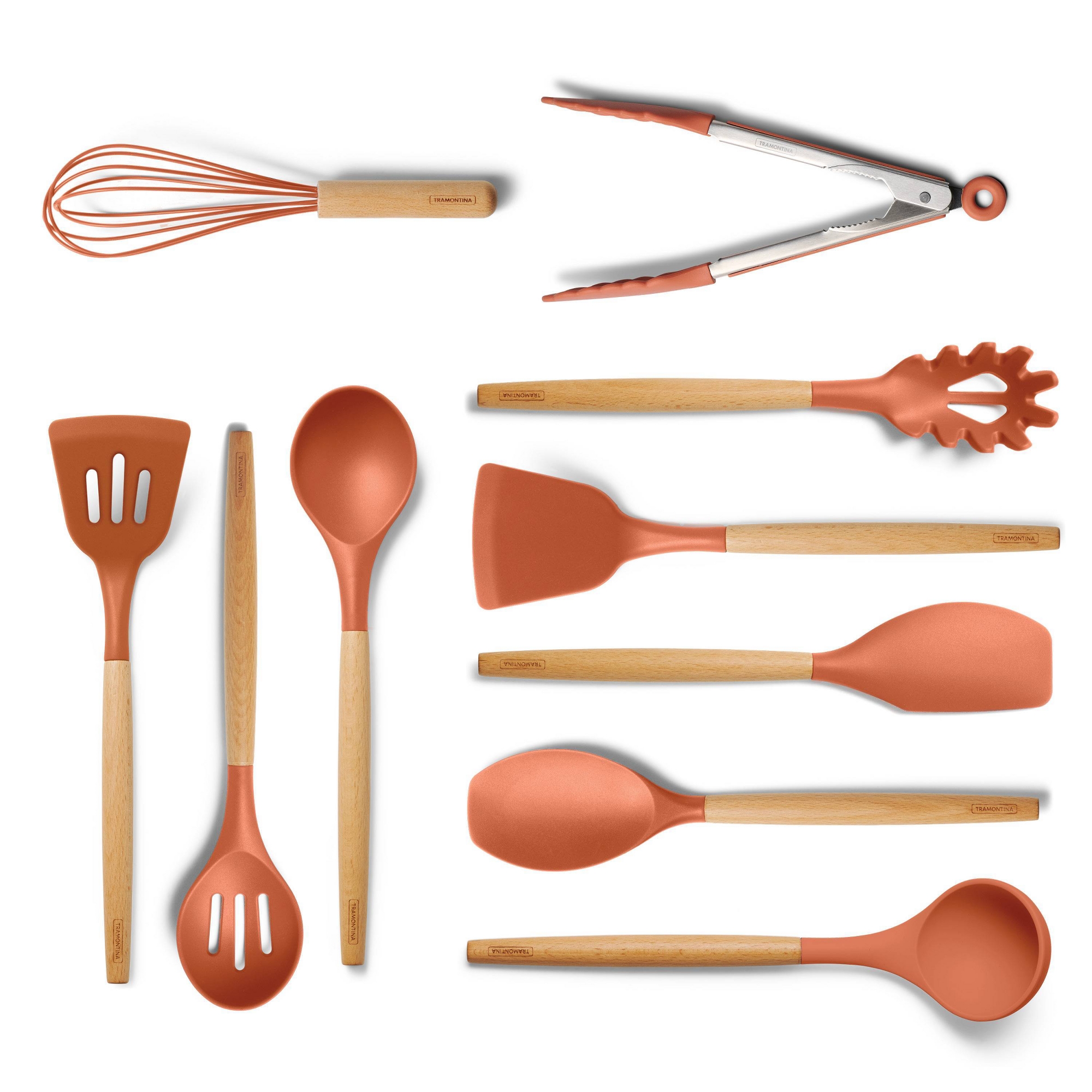 Tramontina 10pc Silicone Utensil Set Ginger Spice