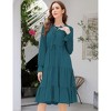 Women's Fall Long Sleeve Dresses Casual Boho Ruffle Neck Tiered A Line Flowy Wedding Guest Midi Dress - 2 of 4
