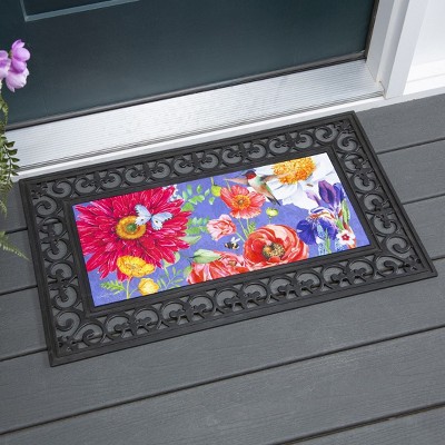 Colorful Floral Rubber Outdoor Fall Doormat 22" x 10"