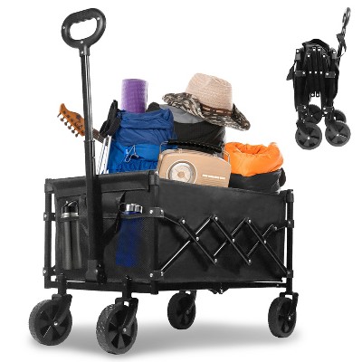 Bestier Collapsible Wagon Cart with Wheels, Folding Utility Heavy Duty Wagons Carts for Grocery Sports Garden Camping, Outdoor Cart