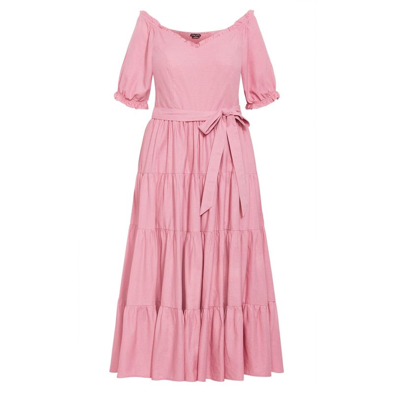 Women's Plus Size Puff Sleeve Maxi Dress - blush | CITY CHIC, 4 of 6