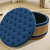Hyleory Rattan Round Storage Comfort Ottoman for Bedroom, Living Room, Nursing Room - 2 of 4