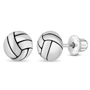 Girls' Polished Volleyball Screw Back Sterling Silver Earrings - In Season Jewelry - 1 of 1
