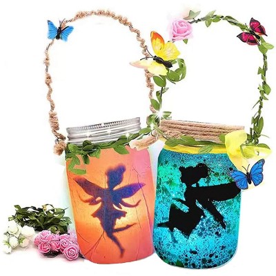 MAKERLAB: Fairy Lanterns Kit - 2 Pack Light-Up Crafts with Glitter, Kids 6+