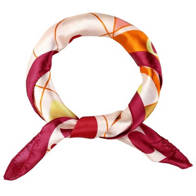 Allegra K Women's Flower Print Stripe Polyester Neck Scarf Neckerchief