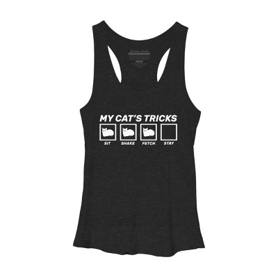 Women's Design By Humans My Cat Tricks By Racerback Tank Top