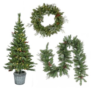 Prelit LED Feel Real Buzzard Pine Assortment White Lights - National Tree Company - 1 of 4