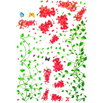 Slickblue Vivid Spring Flower Wall Decals - Peel-and-Stick Vinyl for Bedrooms, Living Rooms - 19.6"x27.5"