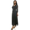 Harlow & Rose Womens 3/4 Sleeve V-Neck Maxi Dress with Gathering - 2 of 3