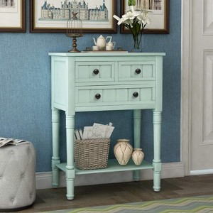 Narrow Console Table, 24" Entryway Table with 3 Storage Drawers and Bottom Shelf for Entryway, Living Room, Hallway, Bedroom, Dining Room - 1 of 4