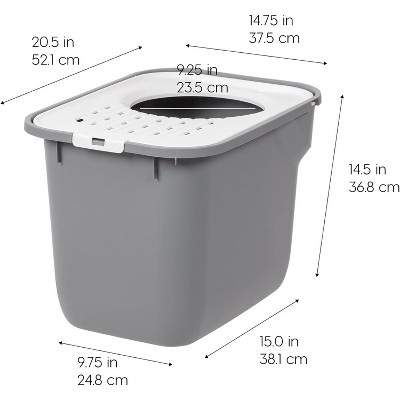 Gray and White Top Entry Cat Litter Box with Scoop