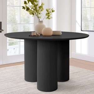 Athens 45'' Circular Table Top Architectural Design Rich Grain Manufactured Wood With 3 Legs Pedestal Round Dining Table-Maison Boucle - 1 of 4