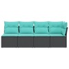 vidaXL Patio Sofa with Cushions - 4-Seater Outdoor Furniture Black Poly Rattan - Modular Design with Washable Covers - 4 of 4