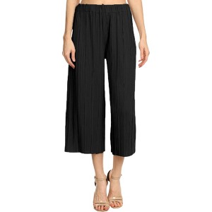 Anna-Kaci Women's Wide Leg Pants Pleated Cropped Palazzo Lounge Pants - 1 of 4