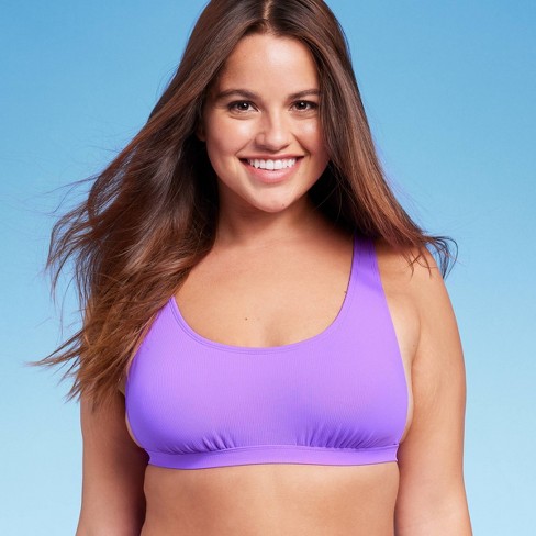 Women's Ribbed Scoop Bralette Bikini Top - Wild Fable™ Purple Xl : Target