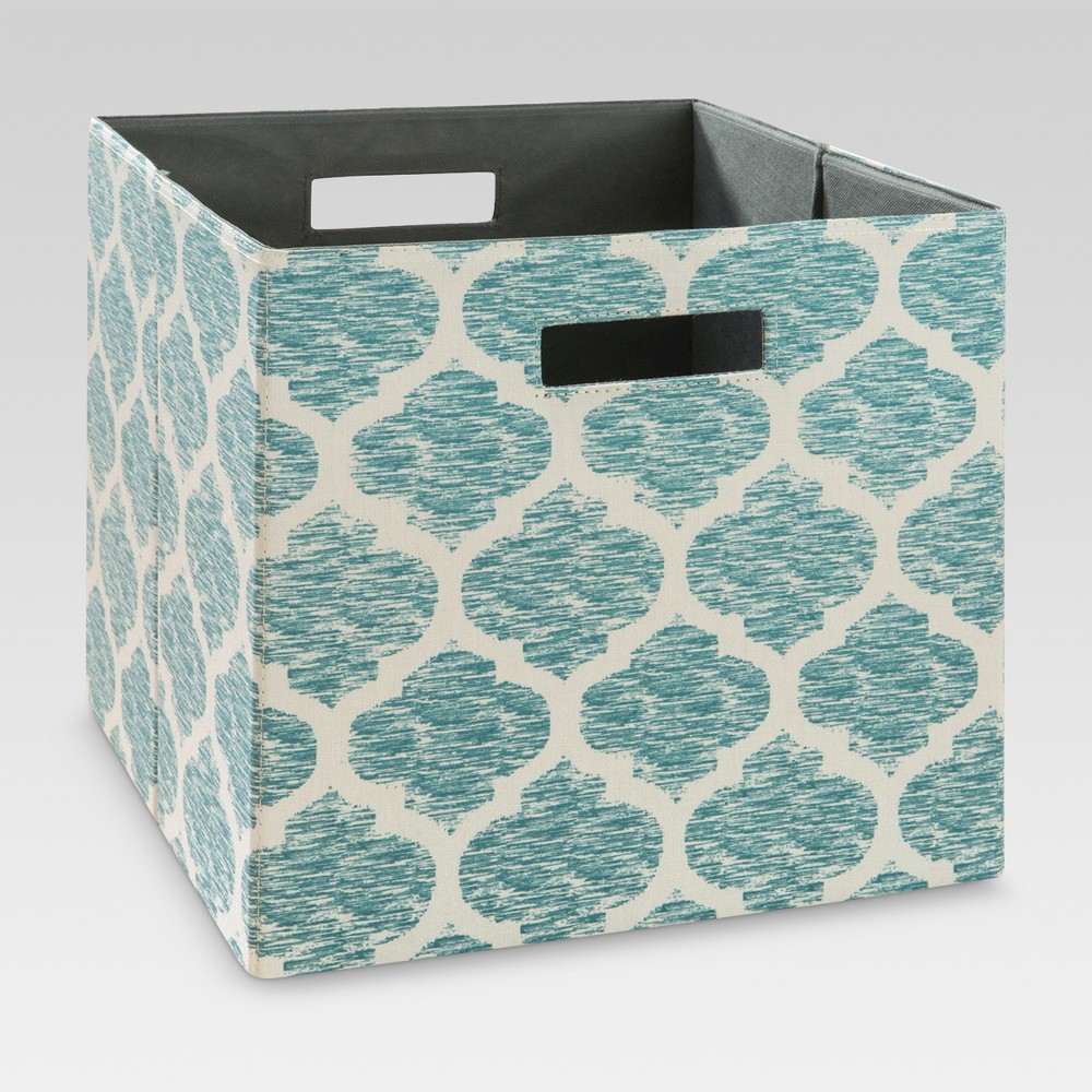 13" Fabric Cube Storage Bin Teal Pattern - Threshold