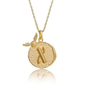 Harry Potter Wizarding World Golden Snitch Initial X Gold Plated Pendant Necklace, 18" - 1 of 4