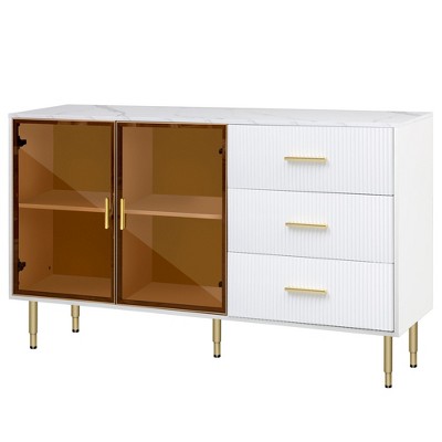 NicBex Sideboard Buffet Cabinet with Storage Modern Buffet Table Coffee Bar Cabinet with 3 Drawers for Kitchen,Living Room