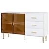 NicBex 60" Modern MDF Sideboard,Kitchen Storage Cabinets with 2 Tempered Glass Doors and 3 drawers for Kitchen and Dining Room,White - 4 of 4