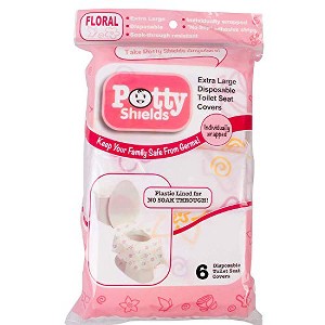 Potty Shields Disposable Toilet Seat Covers for All Ages 6 Pk - Protect From Public Toilets - XL, Waterproof,  Individually Wrapped - Pink/Floral - 1 of 1