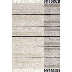 Nuloom Nicky Striped 4x6 Wool Jute Indoor Area Rug for Dining Room Rug Neutral Rug Living Room Rug Kitchen, Beige - 1 of 4