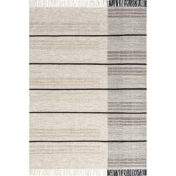 Nicky Contemporary Striped Wool Tassel Area Rug