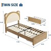 Twin XL Size LED Bed Frame with Storage Drawers,Adjustable Headboard with Bear Design,Soft Velvet Fabric Bed Frame for Kids,Solid Wood Slat Support - 2 of 4